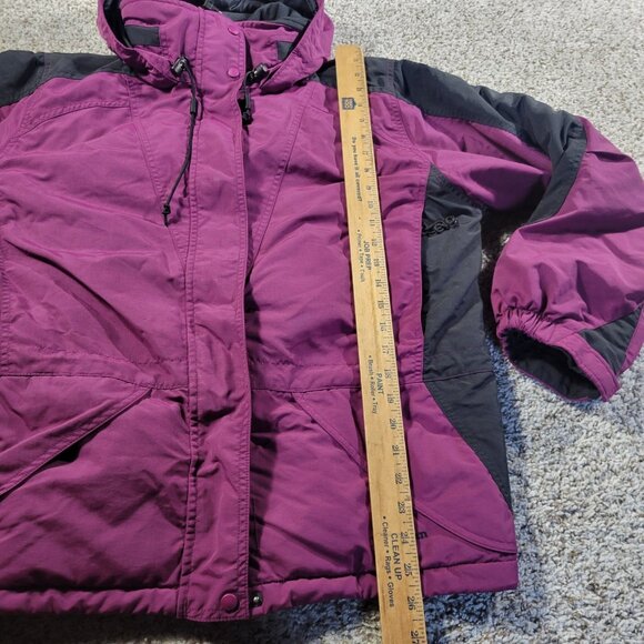 Vintage LL Bean Jacket Womens Large Petite PPurple Insulated Hooded Flaw* - Picture 4 of 7